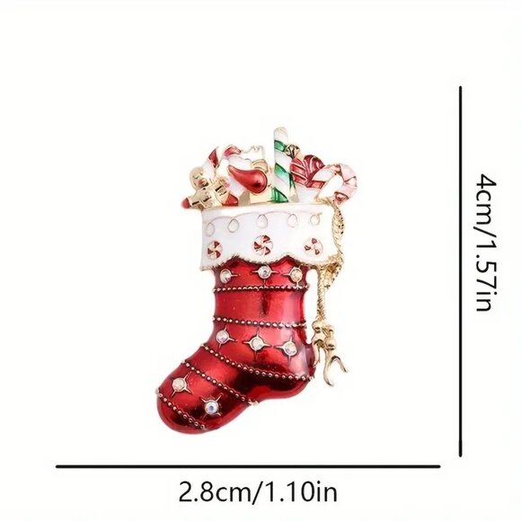 NWOT - Christmas Gift Stocking Brooch Holiday with Combo Display Case - Picture 6 of 6